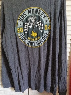 Gas Monkey Garage Long Sleeve Logo Tee - Charcoal Gray